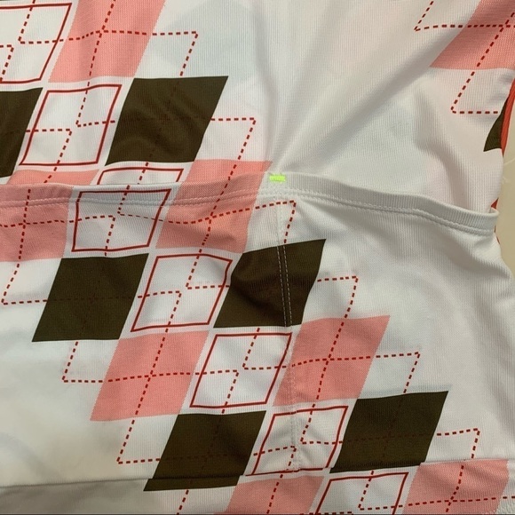 SUGOI White/ Red/Brown Argyle Cycling Jersey 1/2 Zip Top Sz M - Picture 8 of 10